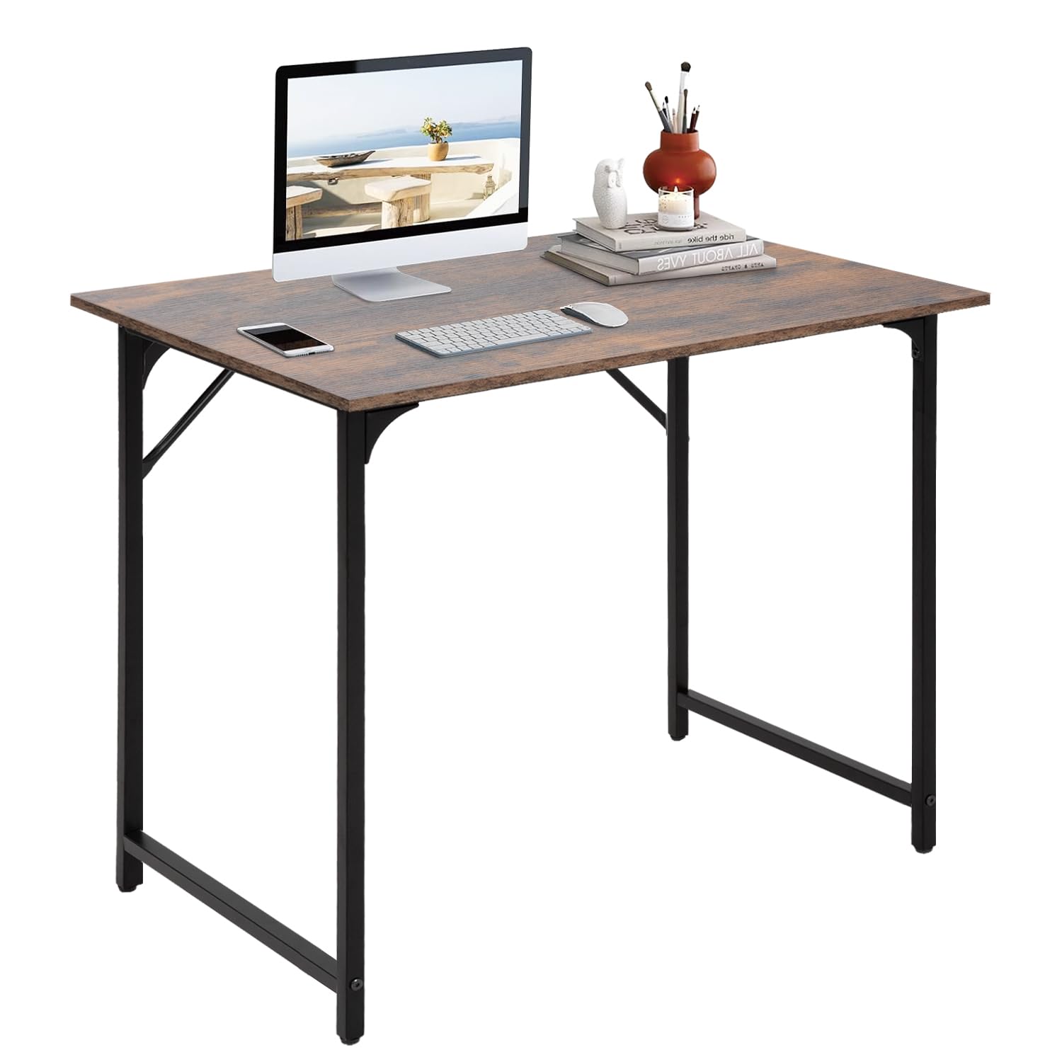 BestOffice 32 Inch Computer Desk,Home Office Desk Writing Study Table Modern Simple Style PC Desk with Metal Frame for Home Office