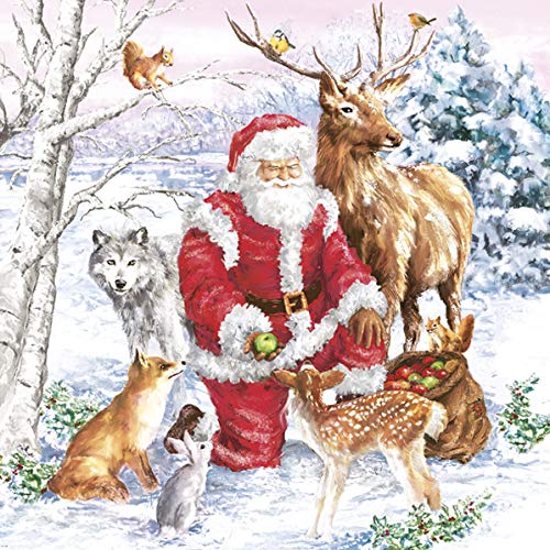 Weihnachtliche Servietten Mit Tieren | 20 Stück, 33x33 Cm, 3-lagig | Für Tischdeko & Basteln