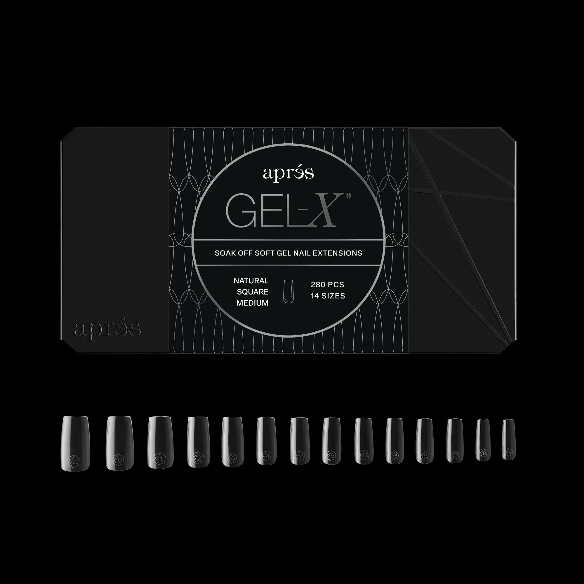 Après Gel-X® Tips Ongles Carrés (Naturel Carré Moyen, 280 Pièces) | 280 Tips, Tips en Gel Souple, 14 Tailles 00-9 | Demi-tailles Incluses