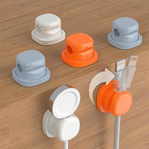 ZORBES® 6Pcs Rotating Cord Organizers, Desk Cable Organizer Clips, Flexible Cable Clips, Self-Adhesive Desk Wall Cable Hol...