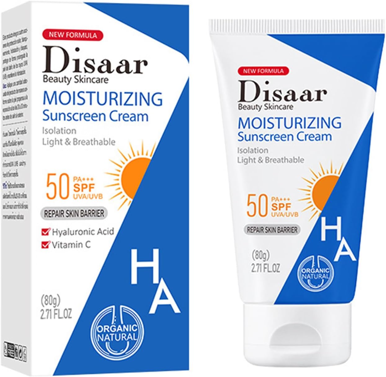 Face Sunscreen - Spf 50 Moisturiser Sunscreen Cream for Face - High Protection Against UVA & UVB, Sun Cream for all Skin Types, With Hyaluronic Acid, Vitamin E
