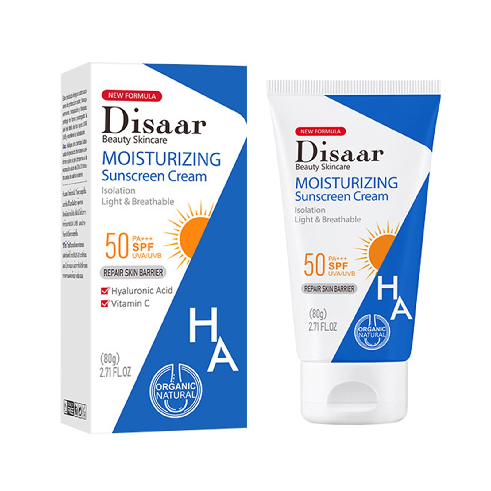 Face Sunscreen - Spf 50 Moisturiser Sunscreen Cream for Face - High Protection Against UVA & UVB, Sun Cream for all Skin Types, With Hyaluronic Acid, Vitamin E