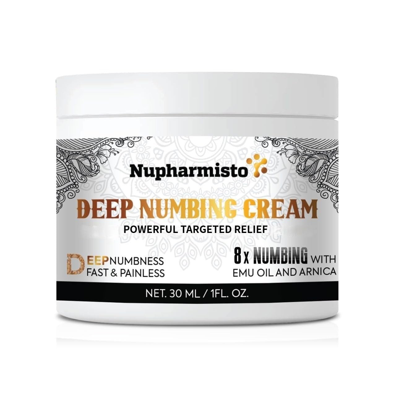Numbing Cream Maximum Strength: Long Lasting Extra Relief with Menthol Arnica and Emu Oil (30ml, 1, Fl Oz)