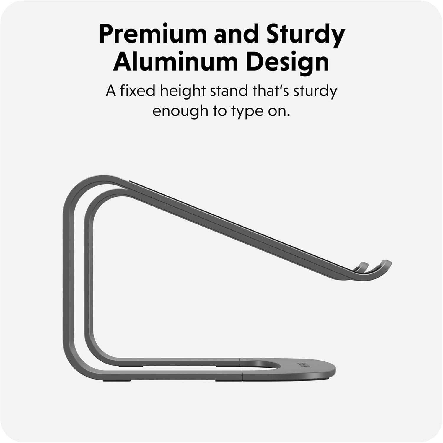 Hyper Hyperspace Ergonomic Laptop Stand for Desk — Durable Aluminum Laptop Stand for MacBooks & Devices up to 16" — 5.9" Fixed Height for Optimized Comfort & Cooling (Grey)