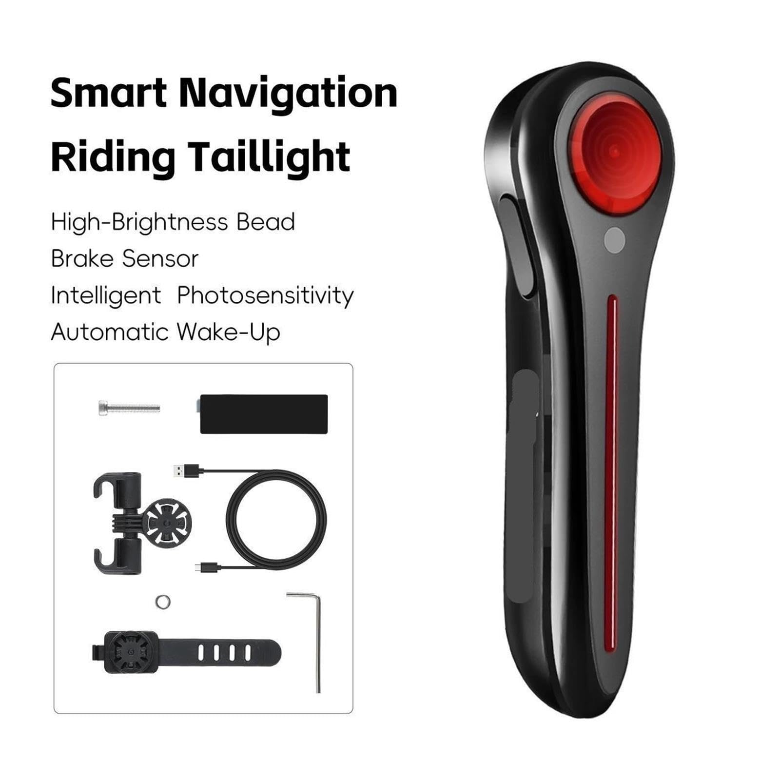 1 pieza de luz trasera de bicicleta con sensor de freno inteligente