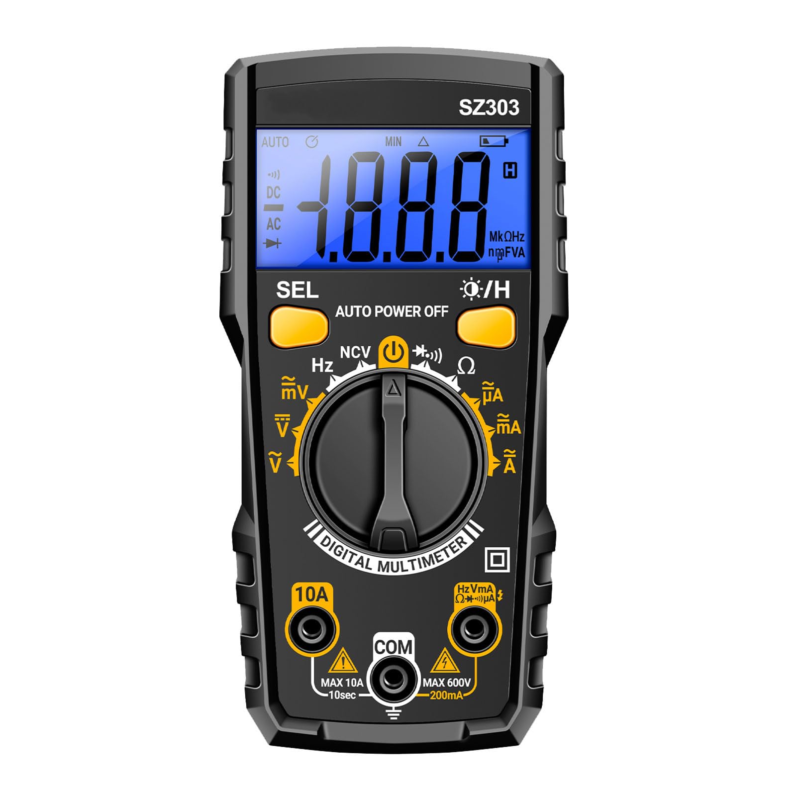 Kalttoy Black Multimeter Tester 1999Counts Digital Multimeter, Voltmeter Voltages Voltages, Current, Resistance Continuitys Resistance Tester Ohmmeter
