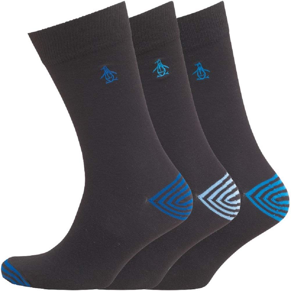 Penguin Original Mens Socks 3 Pack Black Formal Size 7 to 11 U.K MSHPE456STM