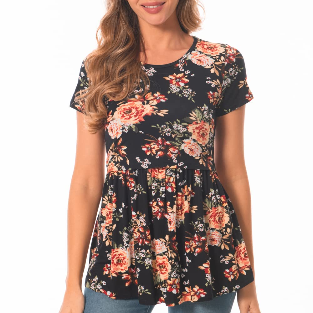 BearslandWomen's Nursing Tops Short Sleeve Scoop Neck Breastfeeding Shirt Maternity Clothes