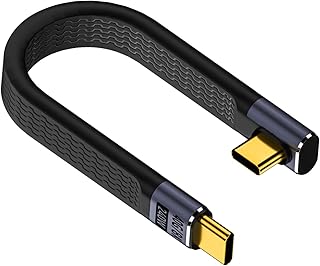 Poyiccot USB Type C ケーブル L字 短い、L字型 USB Cケーブル 短い【40Gbps 高速転送 & 48V/5A 240W 急速充電 & 8K@60Hz 】USB4 USB C to C 充電 ケーブル 約13㎝ Type-C充電ケーブル超高耐久 iPhone/MacBook Pro/Galaxy 等対応