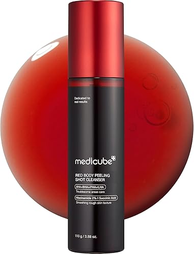 medicube Red Body Peeling Shot, AHA + BHA Exfoliating Body Spray for Summer-Ready Smooth Skin, Treats Strawberry Skin, Bumps & Breakouts, 3.88 oz