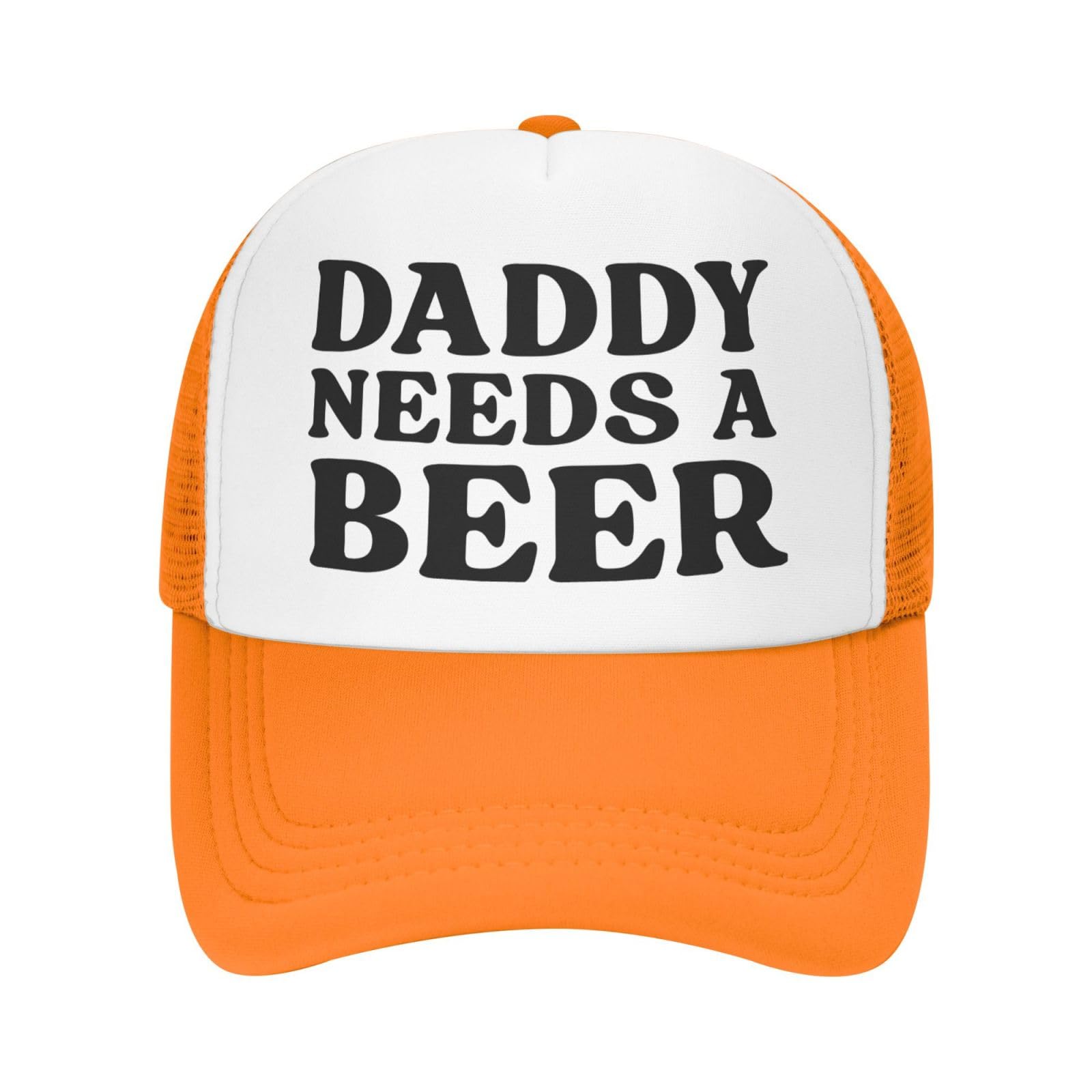 NLWQEKV Daddy Needs A Beer Cap Mesh Trucker Hat Orange
