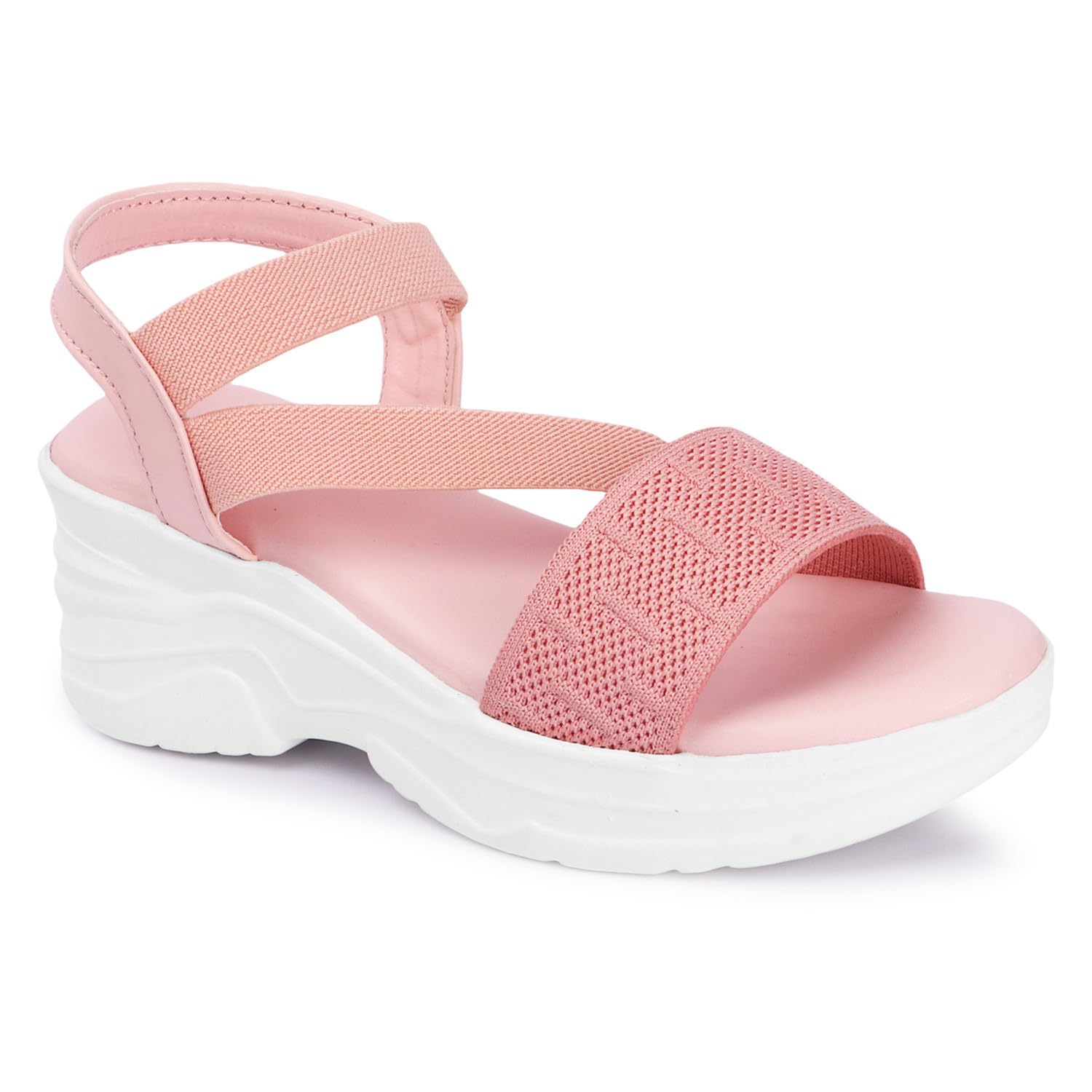 Comfortable Women’s Casual Platform Sandals – Knitted Strap Slip-On Design with Cushioned Sole & Elastic Cross Straps-image-43