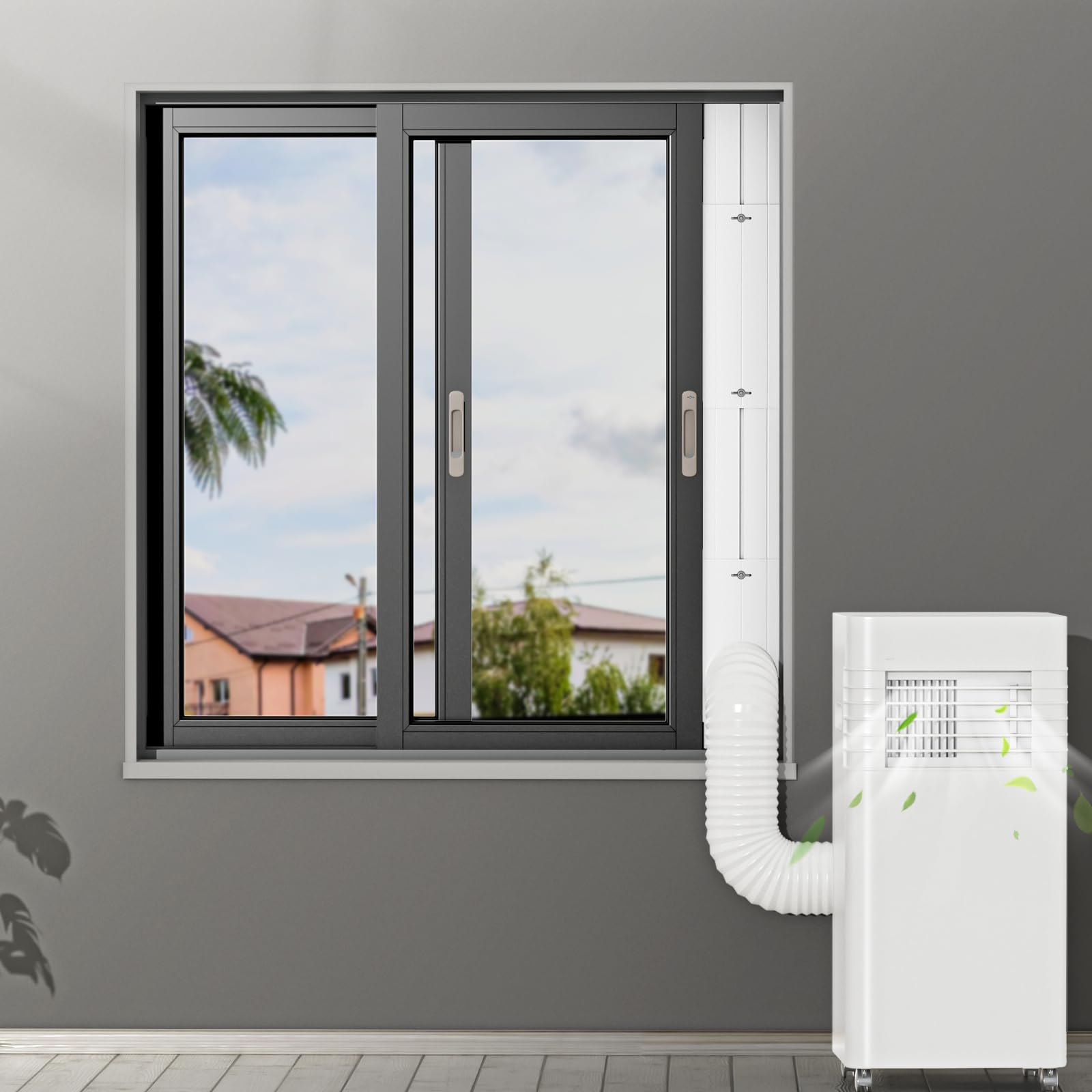 Insputer Kit de ventilación portátil para ventana de aire acondicionado con acoplador universal, kit de sellado de ventana ajustable para ventana deslizante, apto para CA con manguera de escape de 5.9