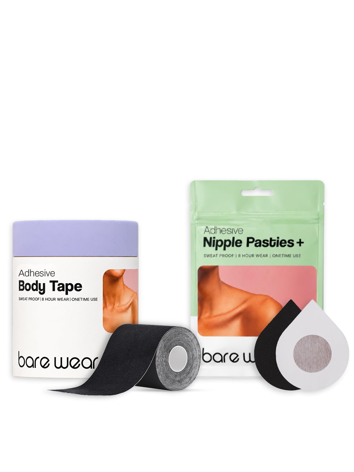 bare wear Combo Body Tape 5m 7.5cm Roll & Nipple Pasties Plus (Pack of 10) Hypoallergenic Sweatproof Waterproof 8 Hours Wear Time-picture-3