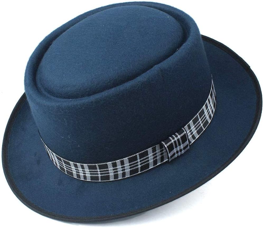 DAZHE Beautiful Flat Hat,New Men Women Pork Pie Hat Flat Trilby Hat