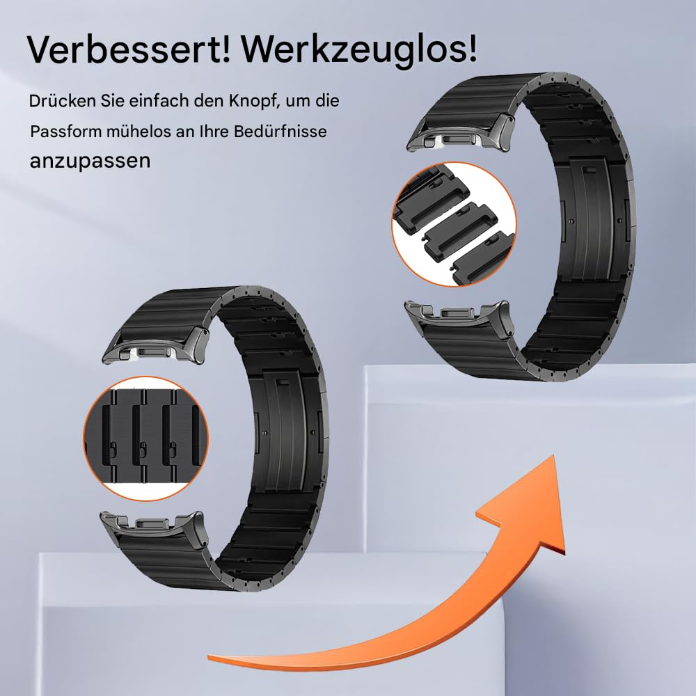Titan-Metallarmbänder ohne Werkzeug, kompatibel mit Samsung Galaxy Watch 9 8 40mm 44mm/8 Classic 46mm (2025), Leichtes, Hautfreundliches Titanarmband für Galaxy Watch 9 8 für Herren