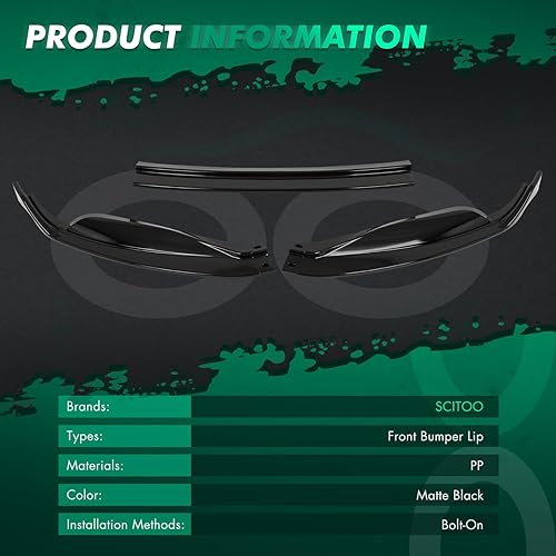 Vista 179 de SCITOO Alerón de labio delantero para Hyundai Elantra 2017-2018 para parachoques delantero negro brillante