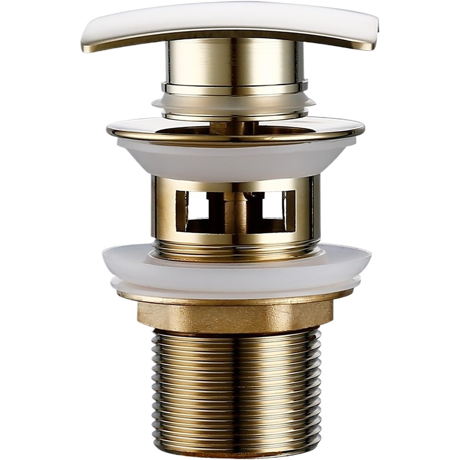 1pcs Polished Gold Black Brass Pop Up Button Square Hole Bathroom Basin Sink Drainer