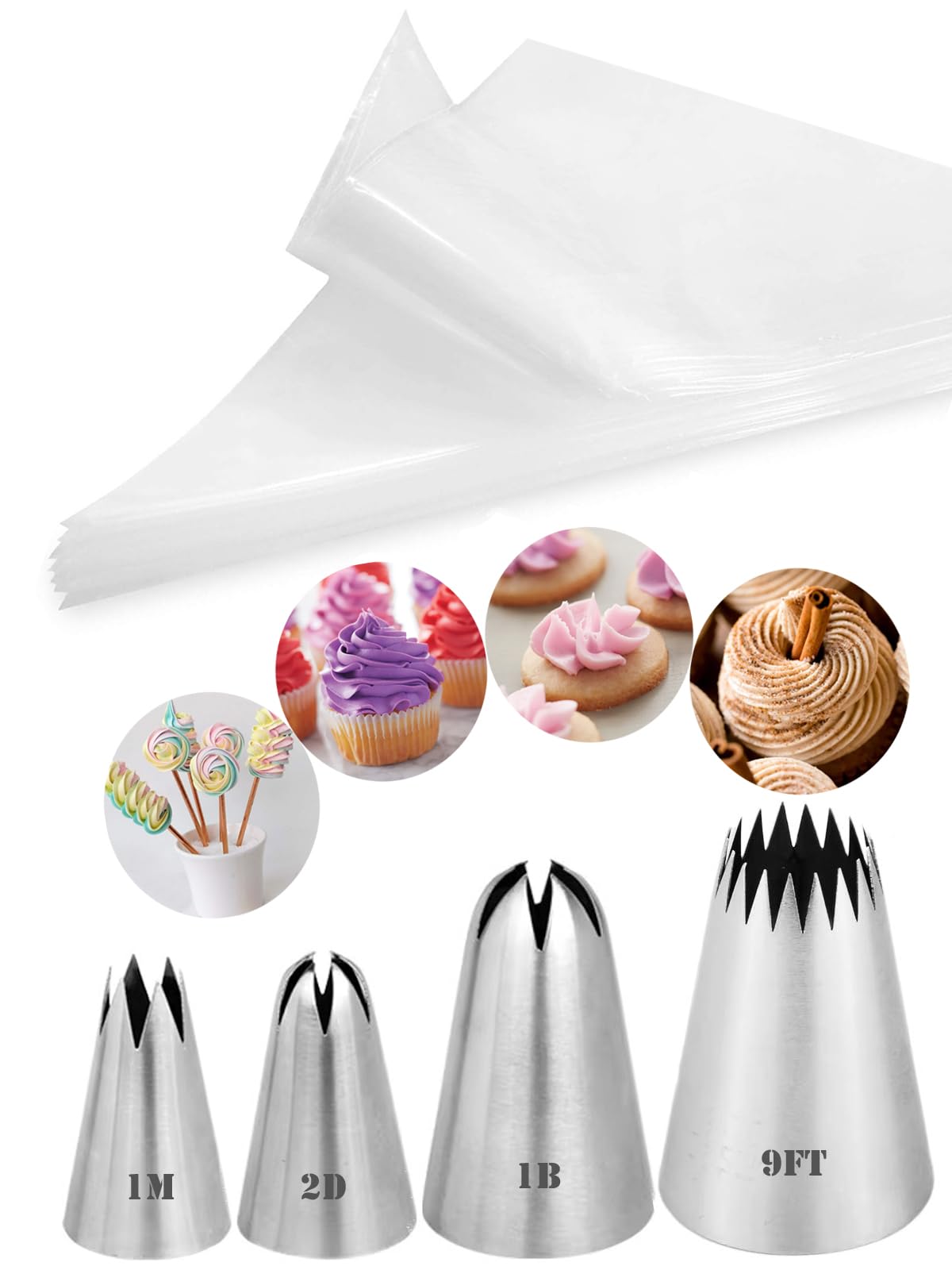 Amazon.com: Extra Large Piping Tips and Bags, 9FT 1B 2D 1M Icing