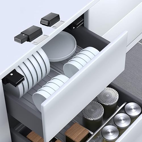 Miniatura 6 de CBRIVE - Paquete de 4 herrajes magnéticos resistentes para gabinete, pestillo y bloqueo para puertas ocultas táctiles e imán de liberación de empuje