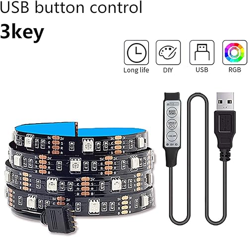 Miniatura 3 de Fengyan - Luces de paisaje de 16.4 ft, tira LED RGB USB 5050, lámpara flexible infrarroja DC5V, luces LED para sala de estar, luz de fondo de TV,