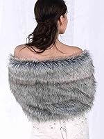 Vista 20 de Aukmla Bufanda de piel de boda para mujer con broche de diamantes de imitación para novia y damas de honor A-Marrón