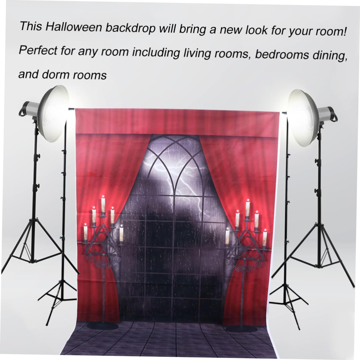 Ipetboom Sfondo Spaventosa Fotografico di Rosso in e Halloween Motivo Vinile Realistico Tridimensionale Decorazione Murale per Feste