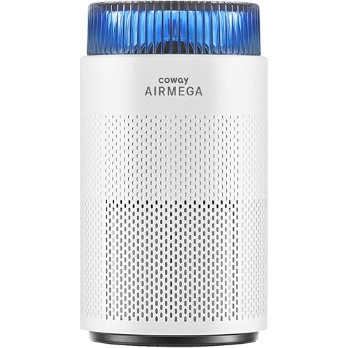 COWAY Air Purifiers for Home up to 810 ft², HEPA Filter and Carbon Filter for Smoke, Allergies, Pet Dander, Odor, AQI Monitor, Auto Mode, Timer, Filter Indicator, Night Light, 3yr Warranty, 100 White