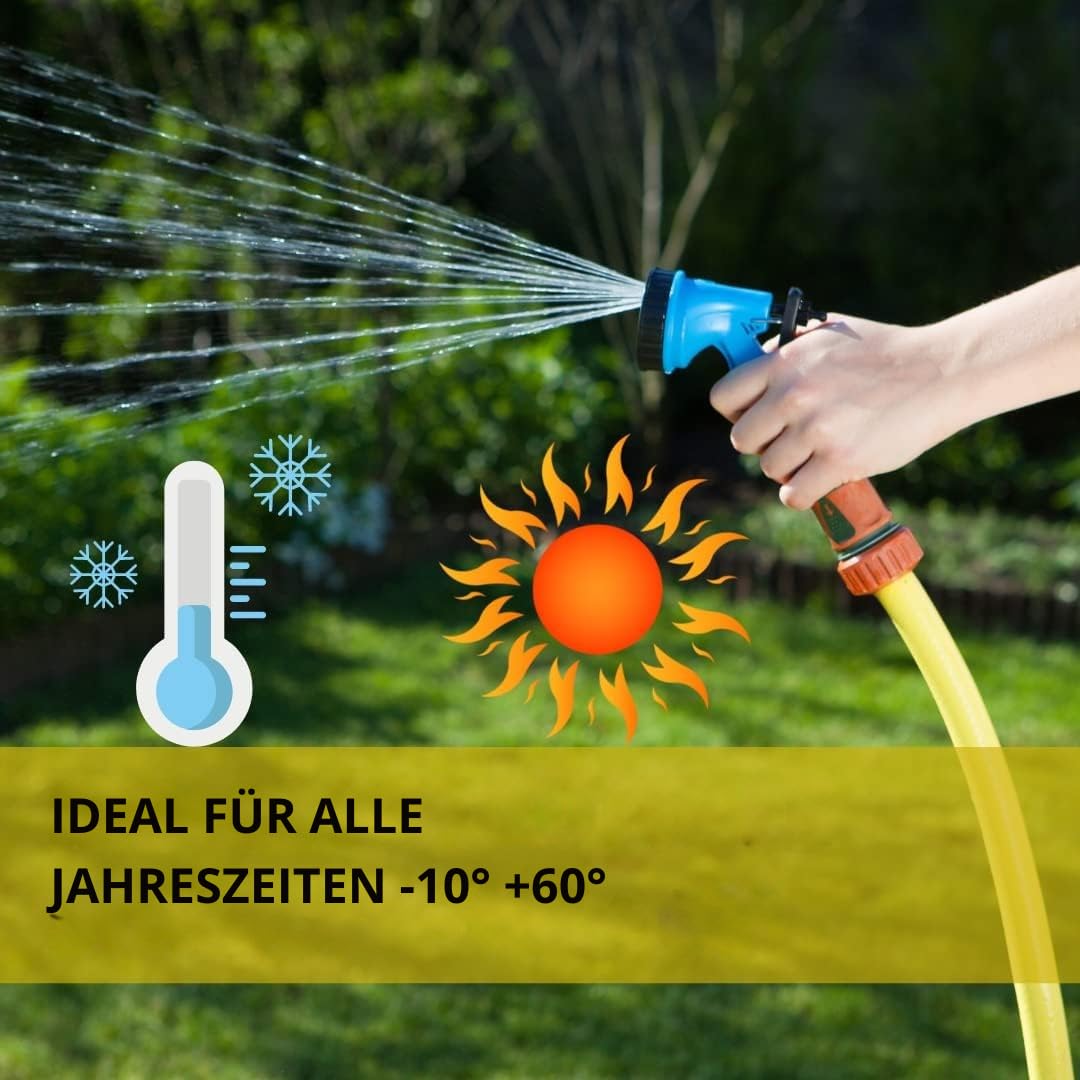 MAKA Gartenschlauch, 6 Schichten 12,5 mm Druck 40 Bar, Gartenschlauch Flexibel, Wasserschlauch Doppelte mit Gewebeeinlage, Torsionsfrei, Hitze- und Frostbeständig, UV-beständig (1/2 Zoll 25 Meter)