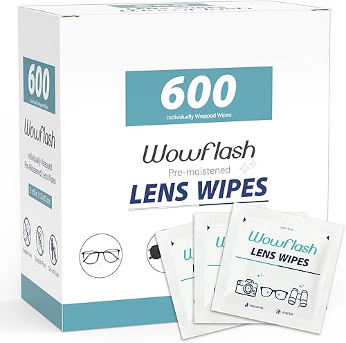 600 toallitas limpiadoras para lentes, prehumedecidas individualmente envueltas sin manchas, sin rayas, para lentes de sol, lentes de cámara, gafas