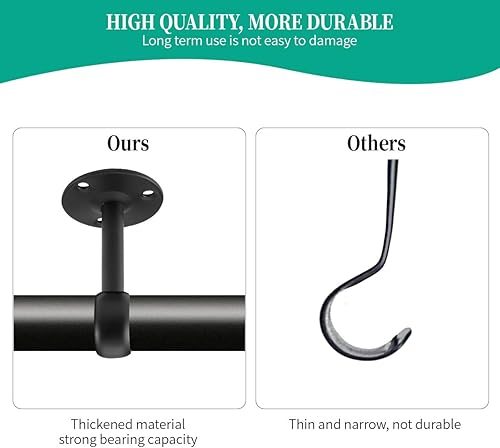 Miniatura 7 de Anndason Soporte de techo para barra de cortina (2 piezas, negro)