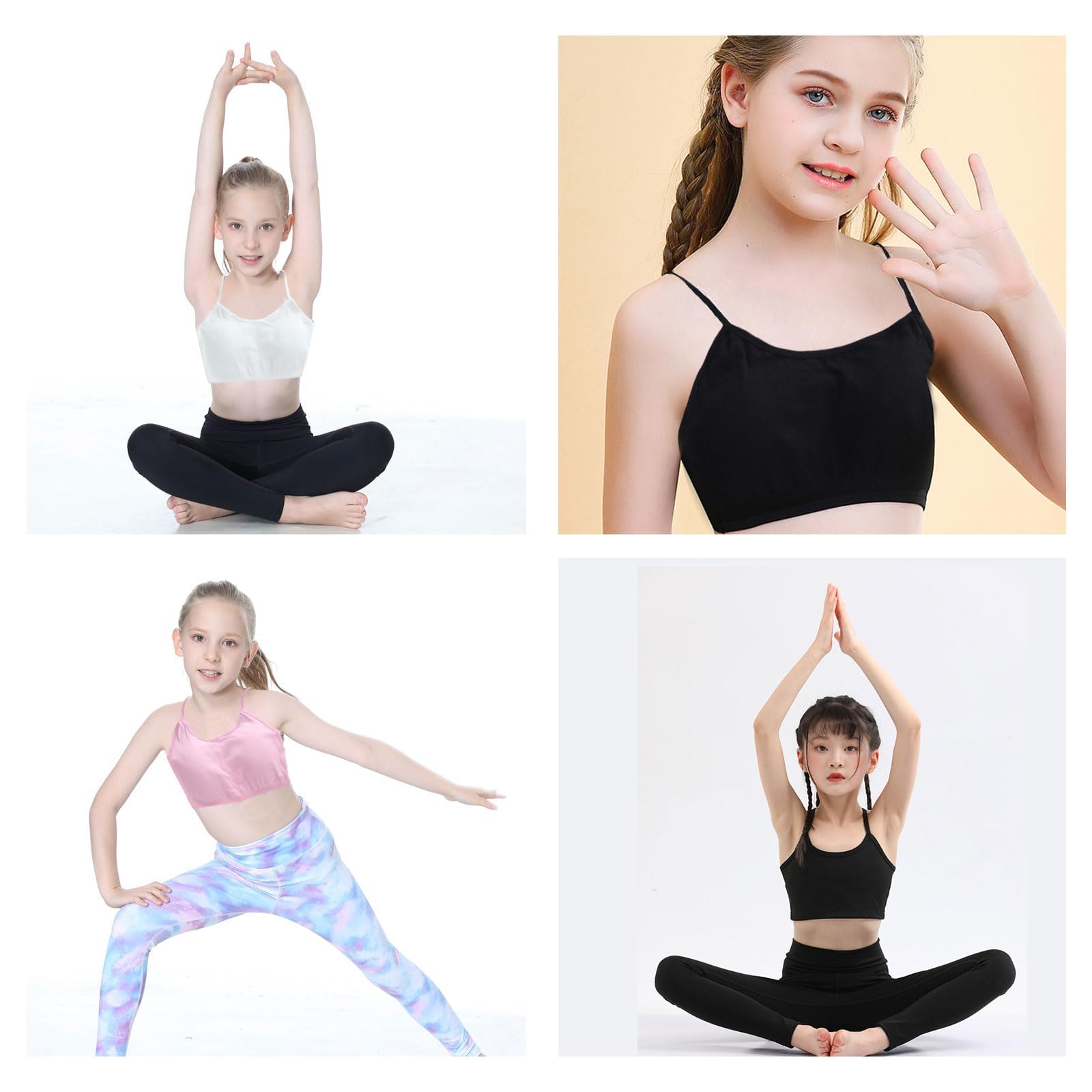 Pack de 4 Sujetador Deportivo de Algodón para Niña 8-14 años