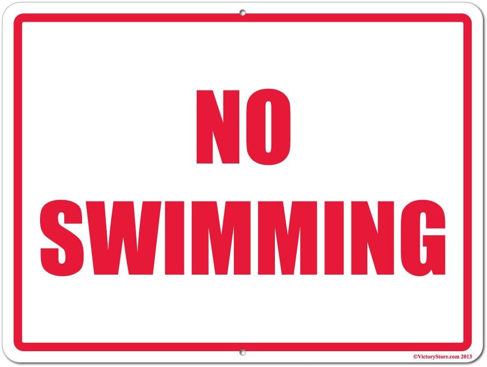 VictoryStore Yard Sign Outdoor Lawn Decorations: No Swimming Aluminum Sign with Red Outline, Size 12 inch x 18 inch