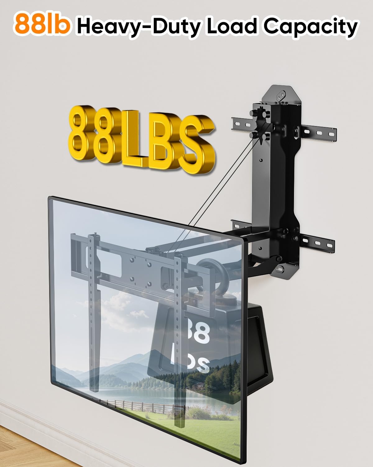 FORGING MOUNT Motorized Fireplace Pull Down TV Mount with Remote for 32-85" TVs, Electric Above Fireplace TV Wall Mount with Height Adjustable, Swivel,Tilt, Holds 88 lbs Max VESA 600x400