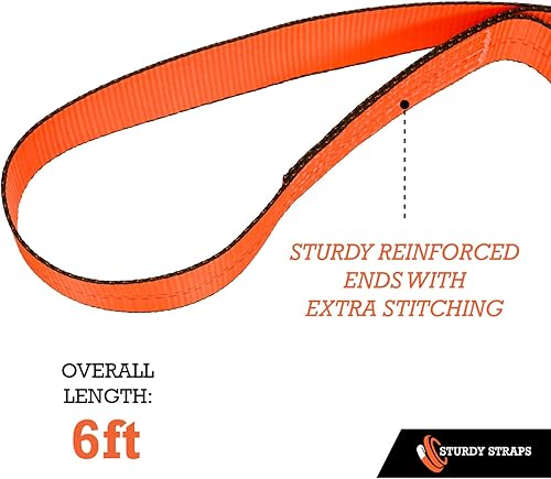 Miniatura 4 de Correas de elevación de 9,400 libras, paquete de 2 correas de elevación de 6 pies x 2 pulgadas, correas de elevación pesadas con bucles de 11
