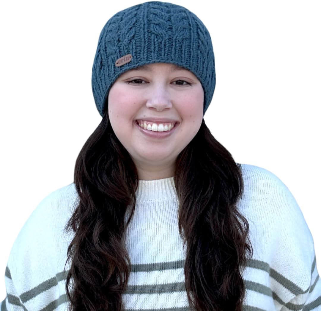 Briomhar Winter Hat for Women - Fleece Lined 100% Wool Winter Beanie for Women - Knitted Hat Designed in Ireland