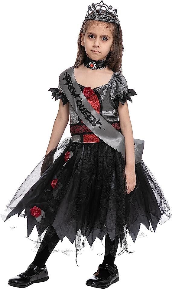 Spooktacular Creations Halloween Child Girl Zombie Princess Costume, Zombie Prom Queen Costume for Role-Playing Party-L(10-12yr)