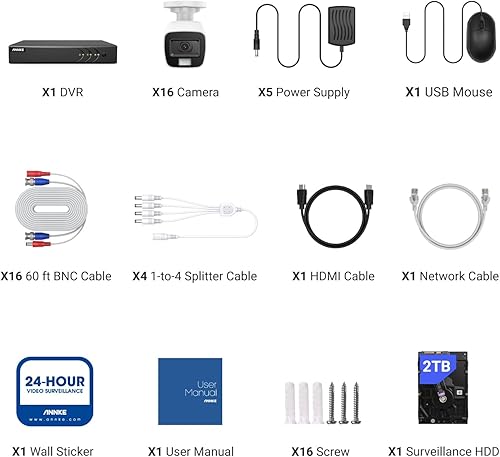 Miniatura 9 de ANNKE Sistema de seguridad para el hogar, grabadora de video de seguridad 3K Lite de 16 canales con 16 cámaras de micrófono integradas 3K y disco