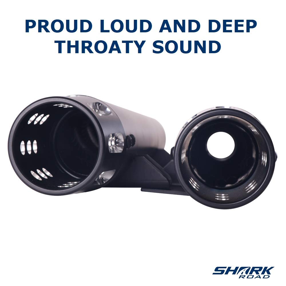 SHARKROAD 3 Inch MiniTorpedo Style Black Slip On Mufflers, Deep Rich