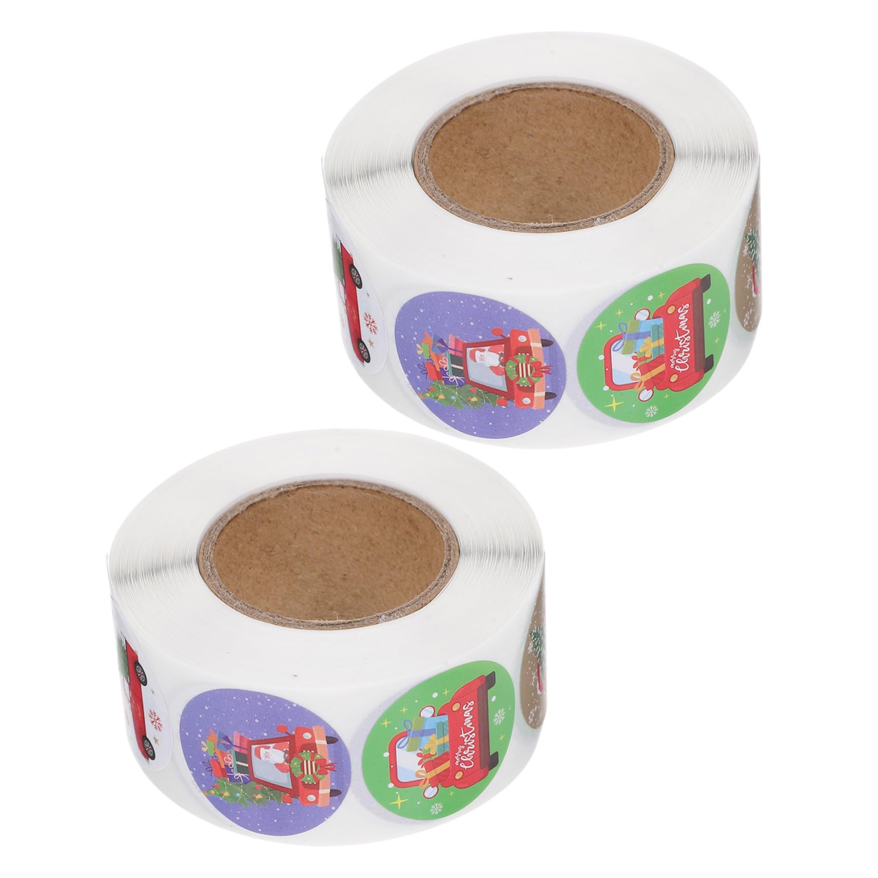 Tofficu 5 Sätze Weihnachtsgeschenkpapier Etiketten Weihnachtskarte Girlande Schild Schleife Süßigkeiten Ornamente Siegeletikett Packpapier Plätzchen Aufkleber 3 Rollen * 5