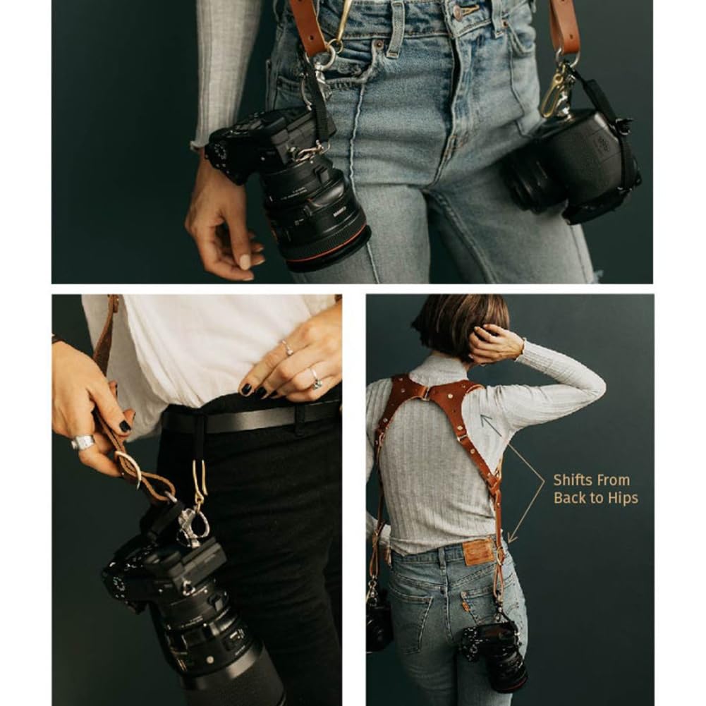 Pasek na Ramię do Lustrzanki Cyfrowej DV Fotografia Plenerowa Pasek na Ramię Podwójna Ochrona Brązowy