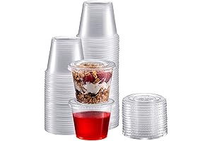 Disposable Portion Cups with Lid (5.5 oz, 100 Pack)