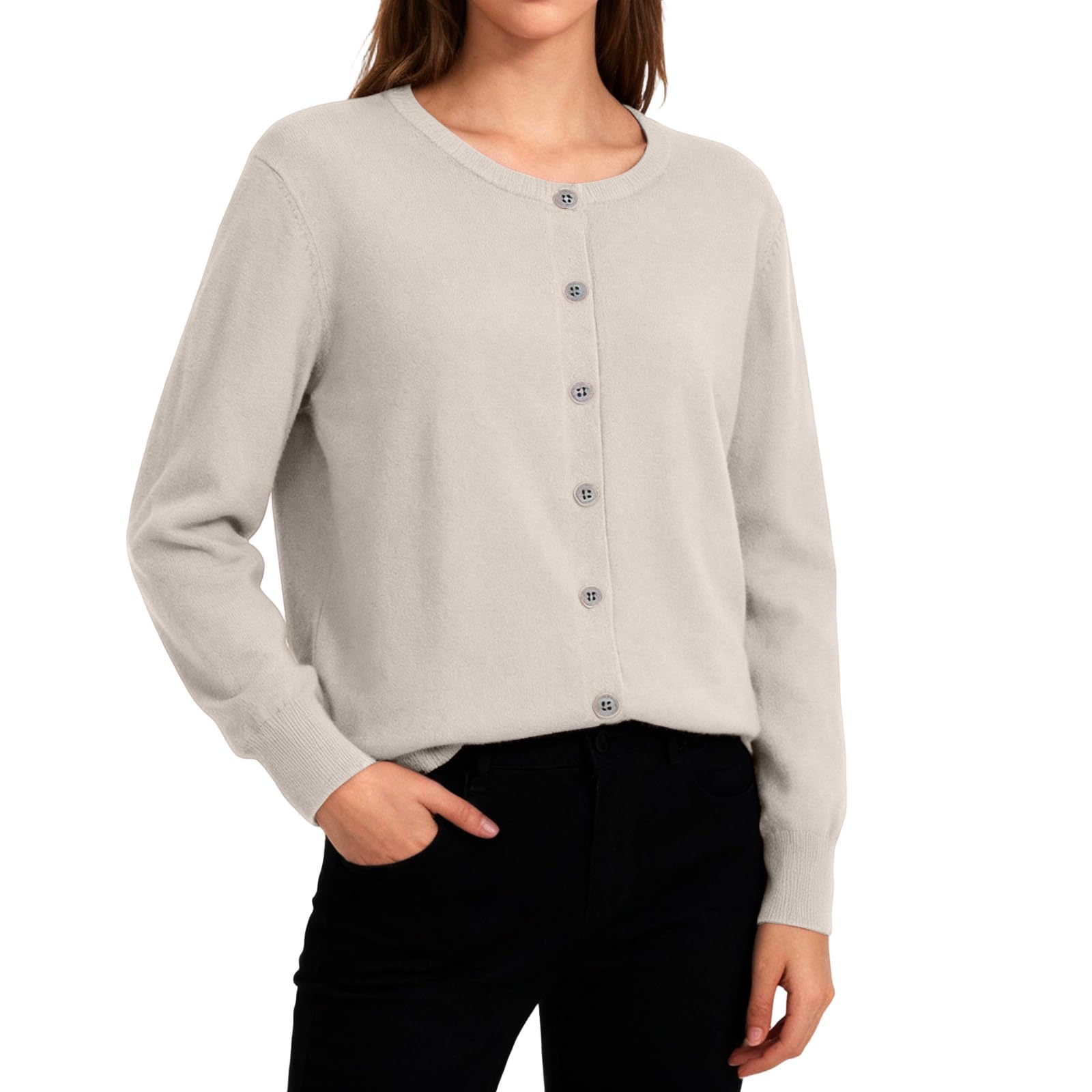 Womens Cable Knit Sweater Crewneck Button Down Cardigans Sweaters Lightweight Long Sleeve Relaxed Tops Cozy Outfits