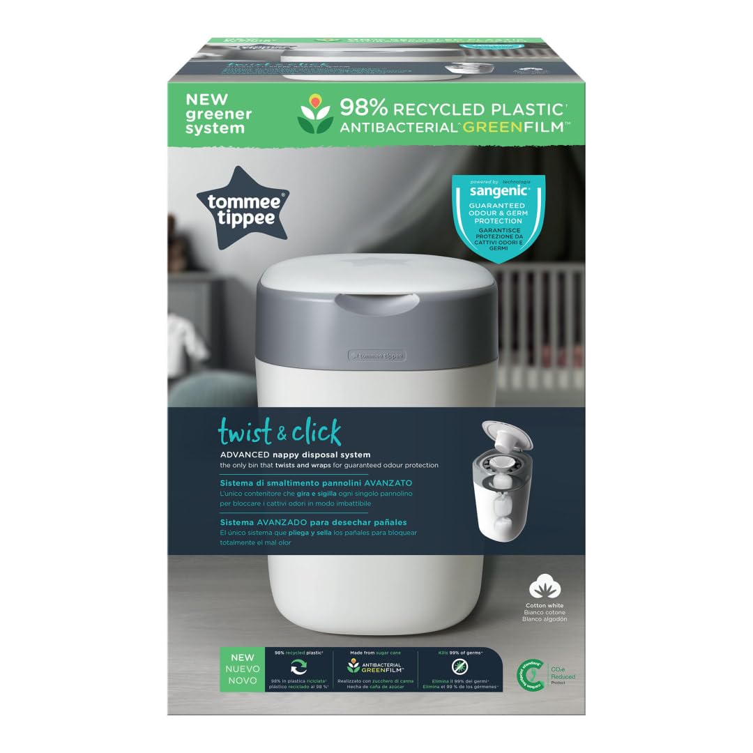 Tommee Tippee Twist and Click Advanced Nappy Disposal Sangenic Tec Bin, White-image-48