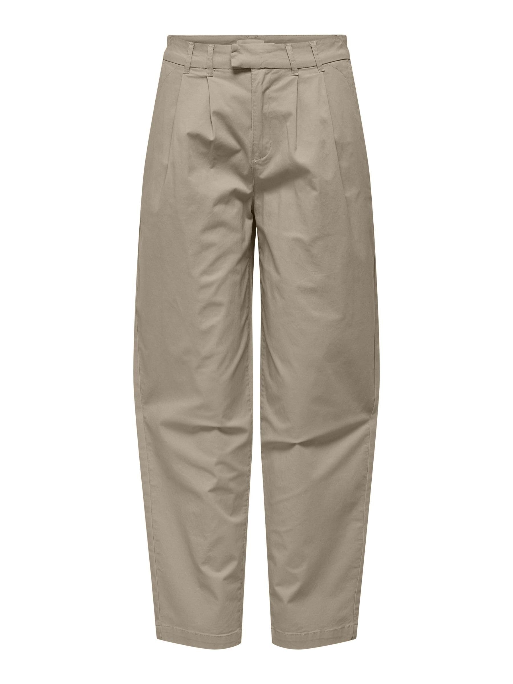 ONLY ONLEVELYN HW Loose Pleat Chino PNT Noos, Silver Mink, XXS/34