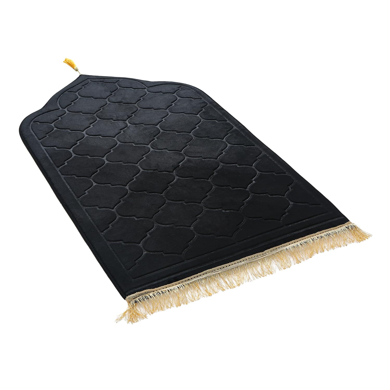 Prayer Rug Muslim Mat Islamic - Thickening Sponge Muslim Rug for Men Women Eid Travel Ramadan, Soft Luxury Great for Knees and Forehead （Black）