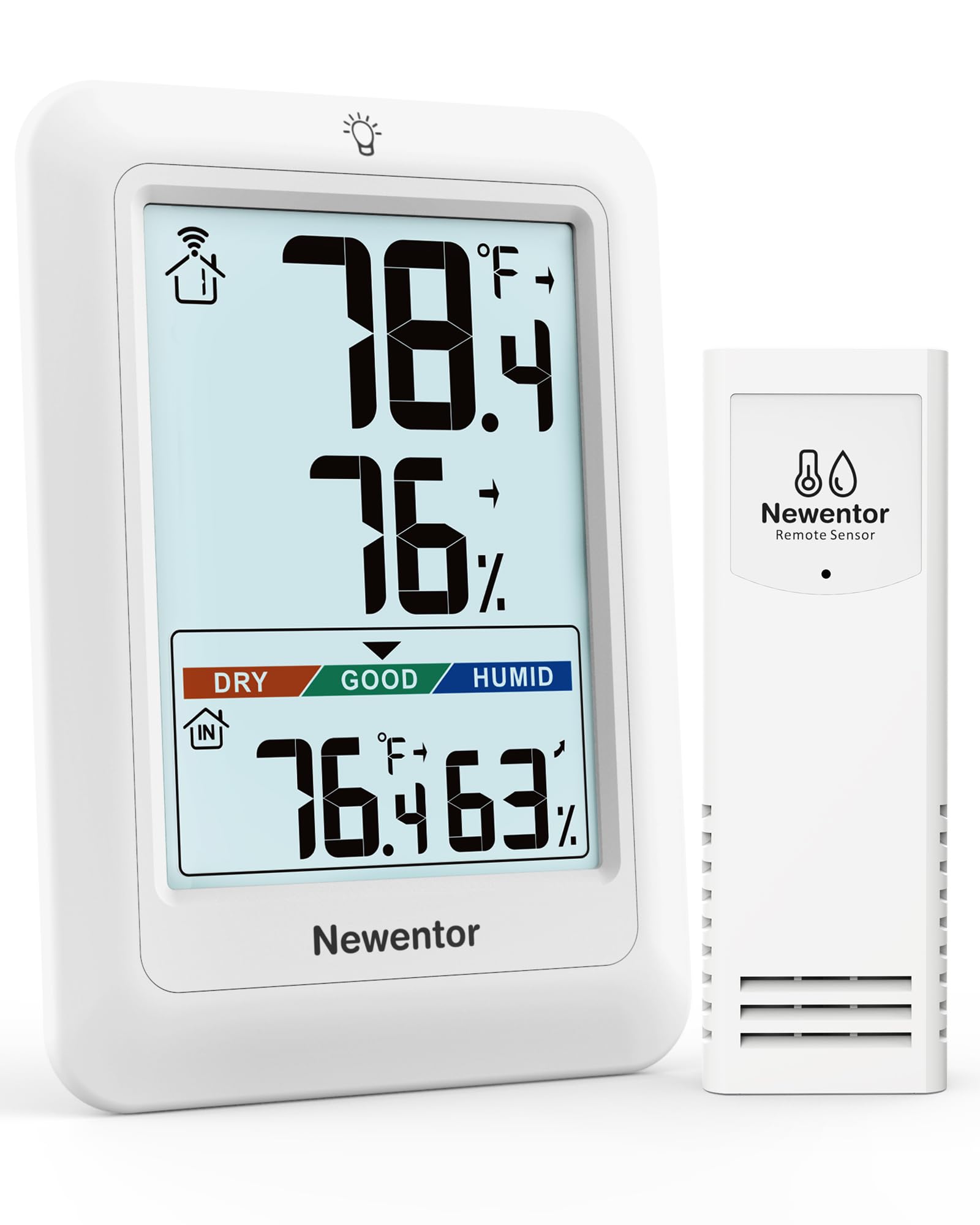 Newentor Indoor Outdoor Thermometer Wireless with 24H/48H/ALL-TIME High Low