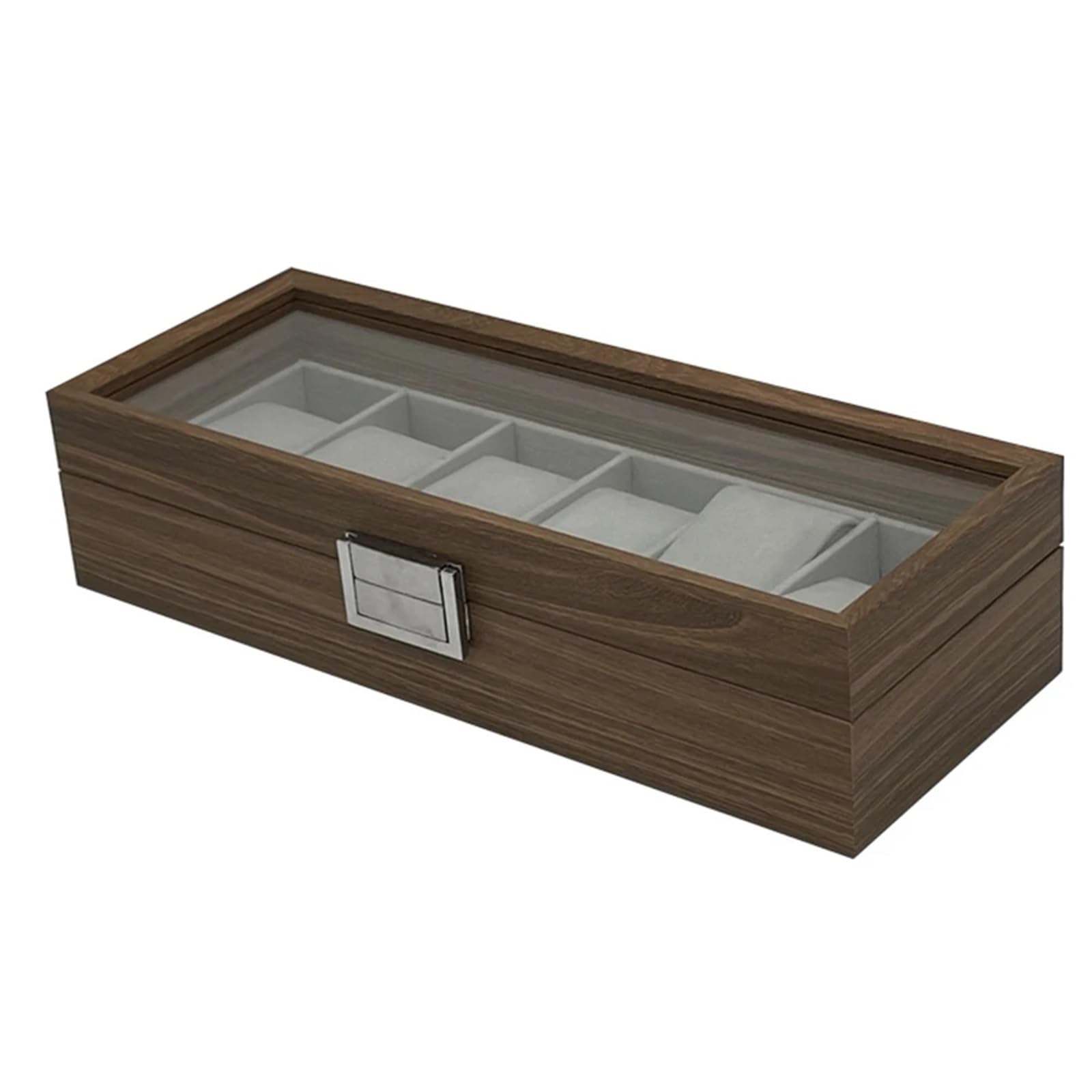 SHENJMAI Watch Box 1PC Black Walnut Pattern Wooden 6-Digit Watch Storage Display Box Packaging