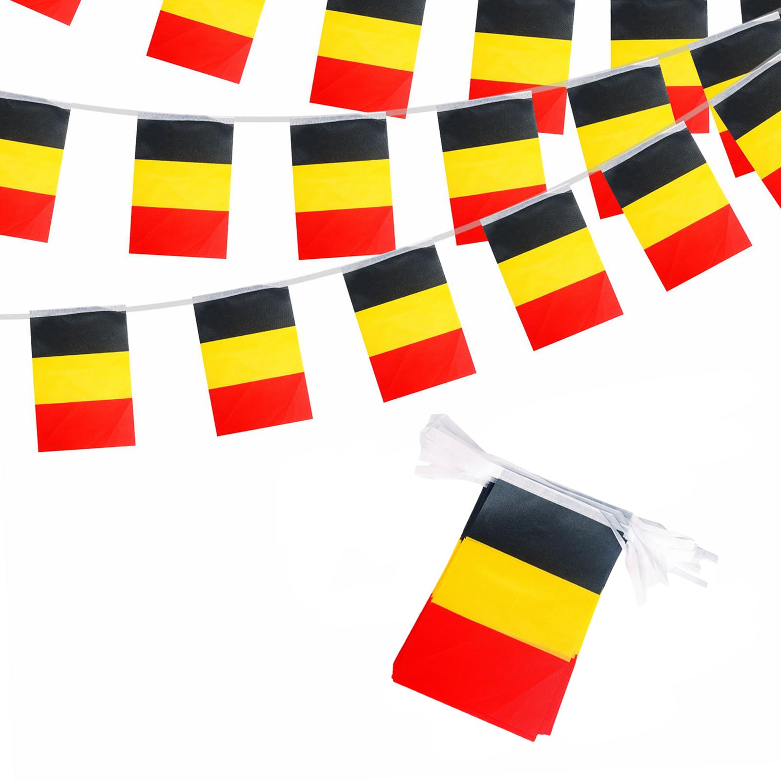10m Belgium Flag Polyester Bunting Banner with 30pcs Flags for 2026 World Cup Party Decorations, 14 x 21 cm Rectangle Belgium String Flags for football fans Game Day National Day Pub Party Decor