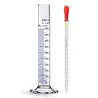Vista 12 de Cilindro graduado de vidrio grueso para medir líquidos, base hexagonal para laboratorio, cilindros con cepillo de cilindro incluido (Vidrio, 25ML)